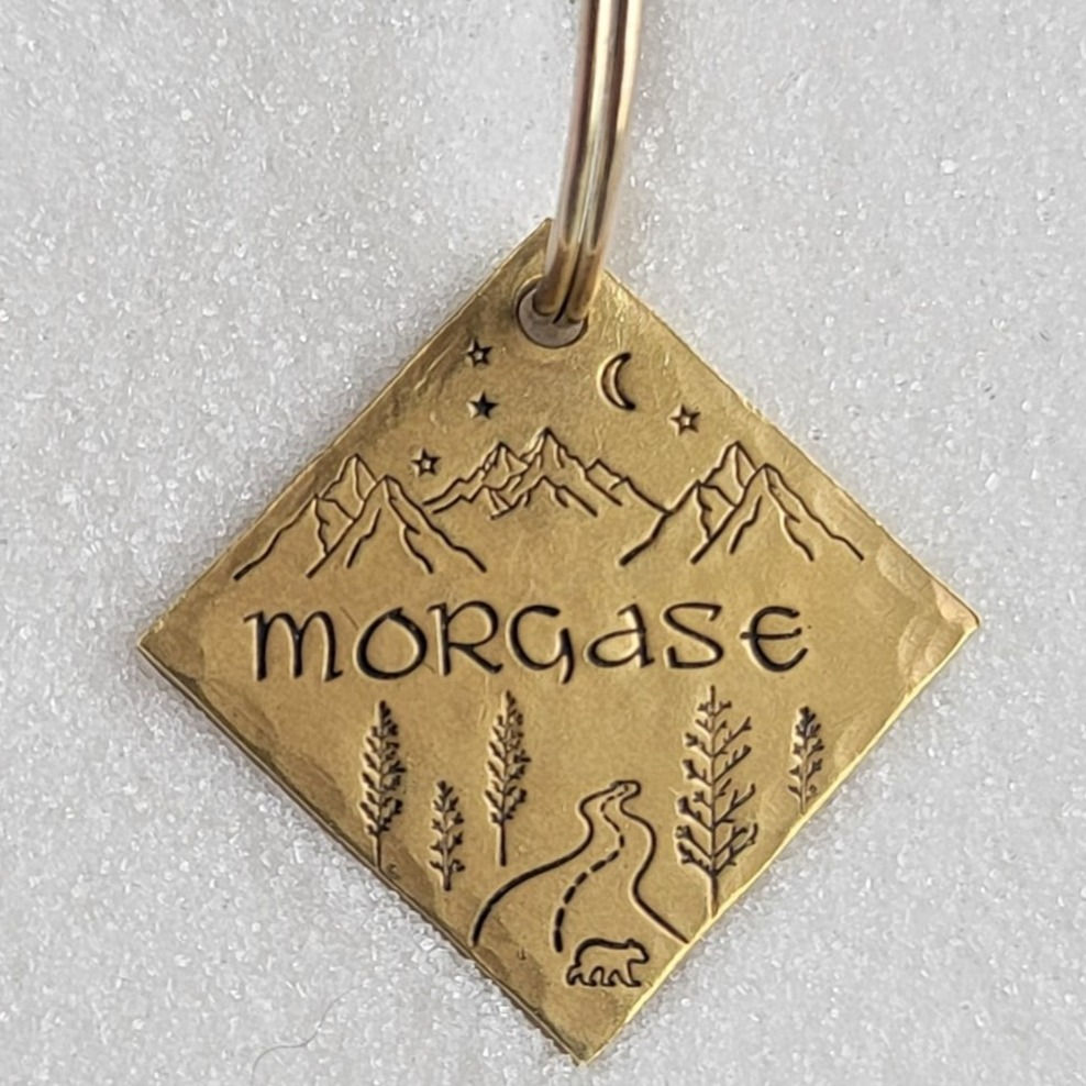 Between Road and Mountains Pet ID Tag, 29mm Square