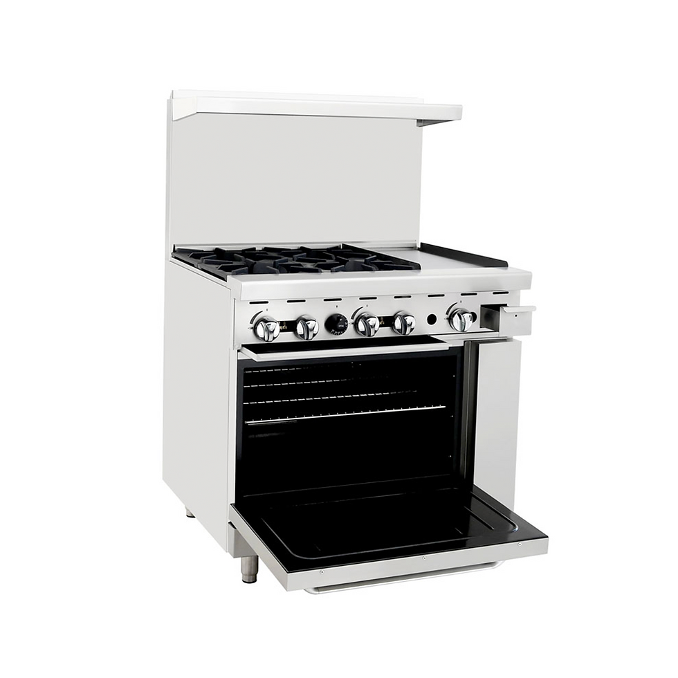 36″ Gas Range with Four (4) Open Burners & 12″ Griddle