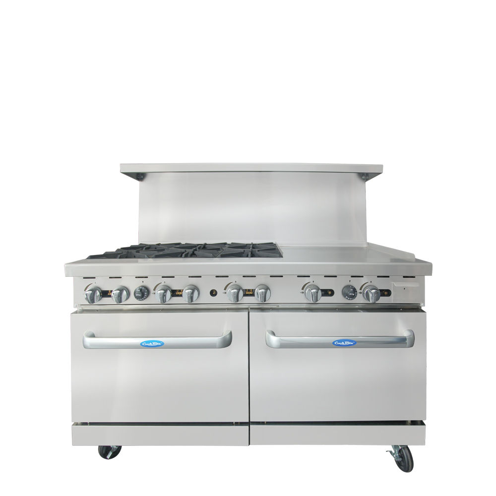 60″ Gas Range with Six (6) Open Burners & 24″ Griddle