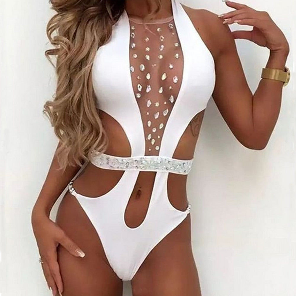 Diamond-Studded Bikini Halter