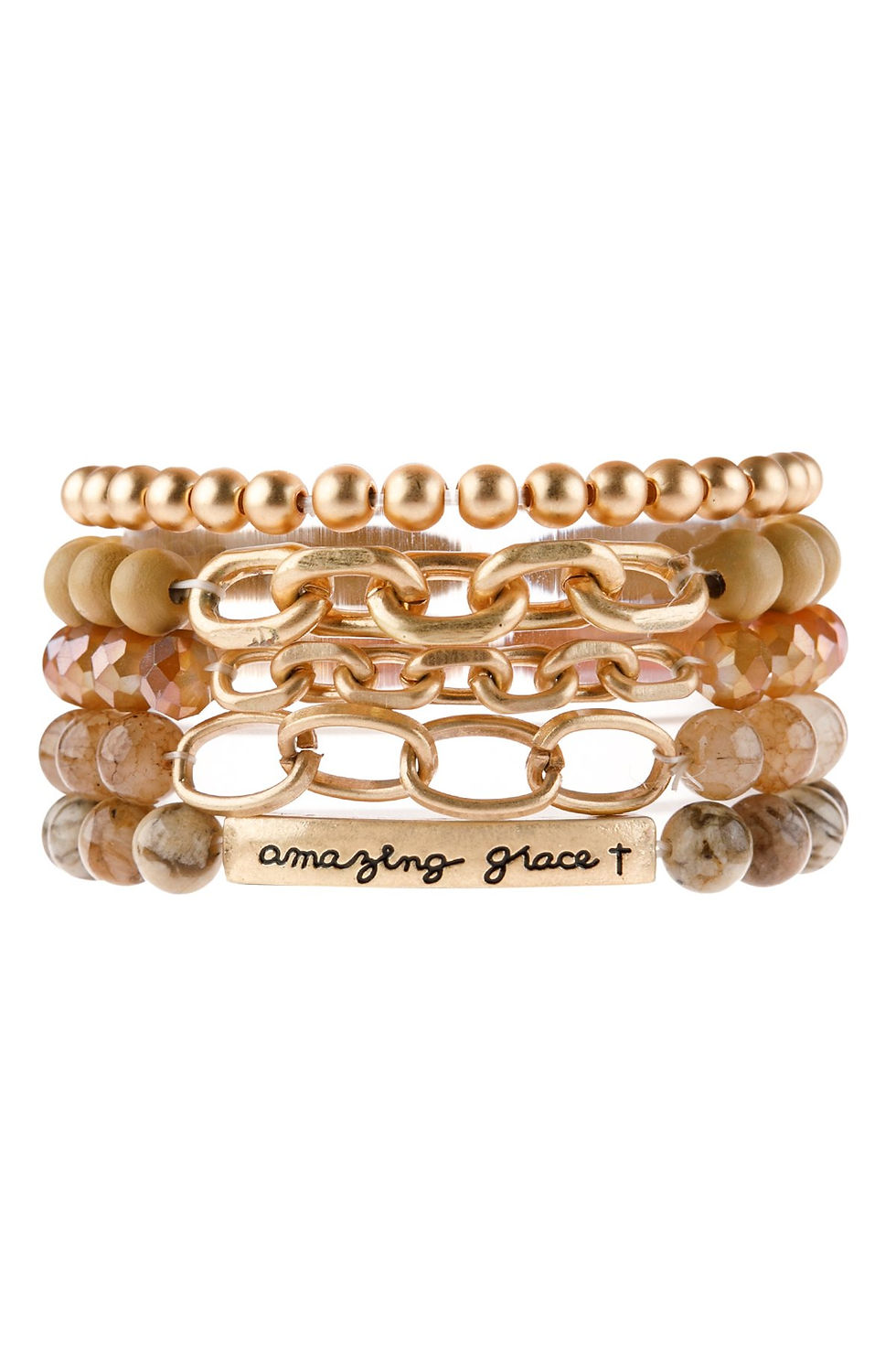 Thumbnail: "Amazing Grace" Charm Multiline Beaded Bracelet