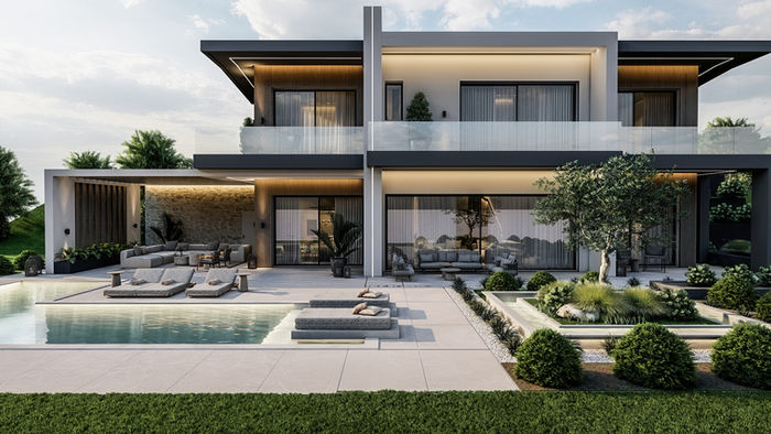 Villa Exterior Design with Pool Space