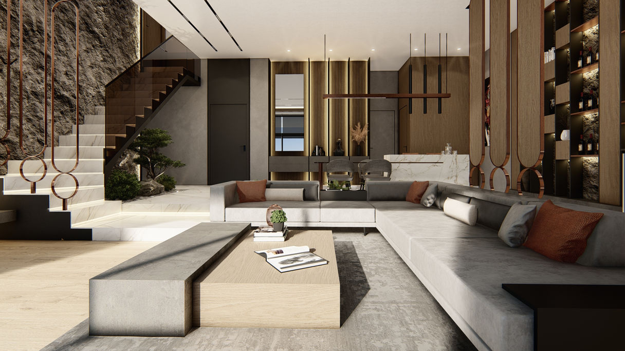 Sunken Luxury Living Room Design