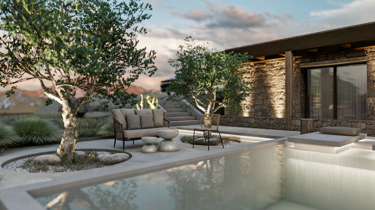 Myconian Villa - Exterior Design with Pool