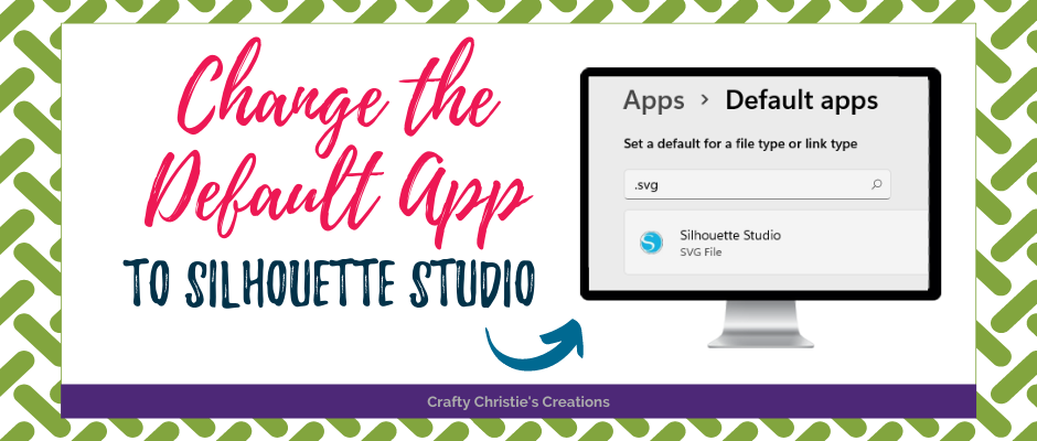 Change the default app to silhouette studio. There is a photo of the settings page showing silhouette studio as the default for svg cut files