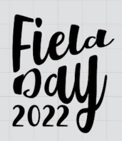 field day 2022. The word field is slanted smaller and the word day is slanted larger. The 2022 is placed in under day to the left of the "y" tail.
