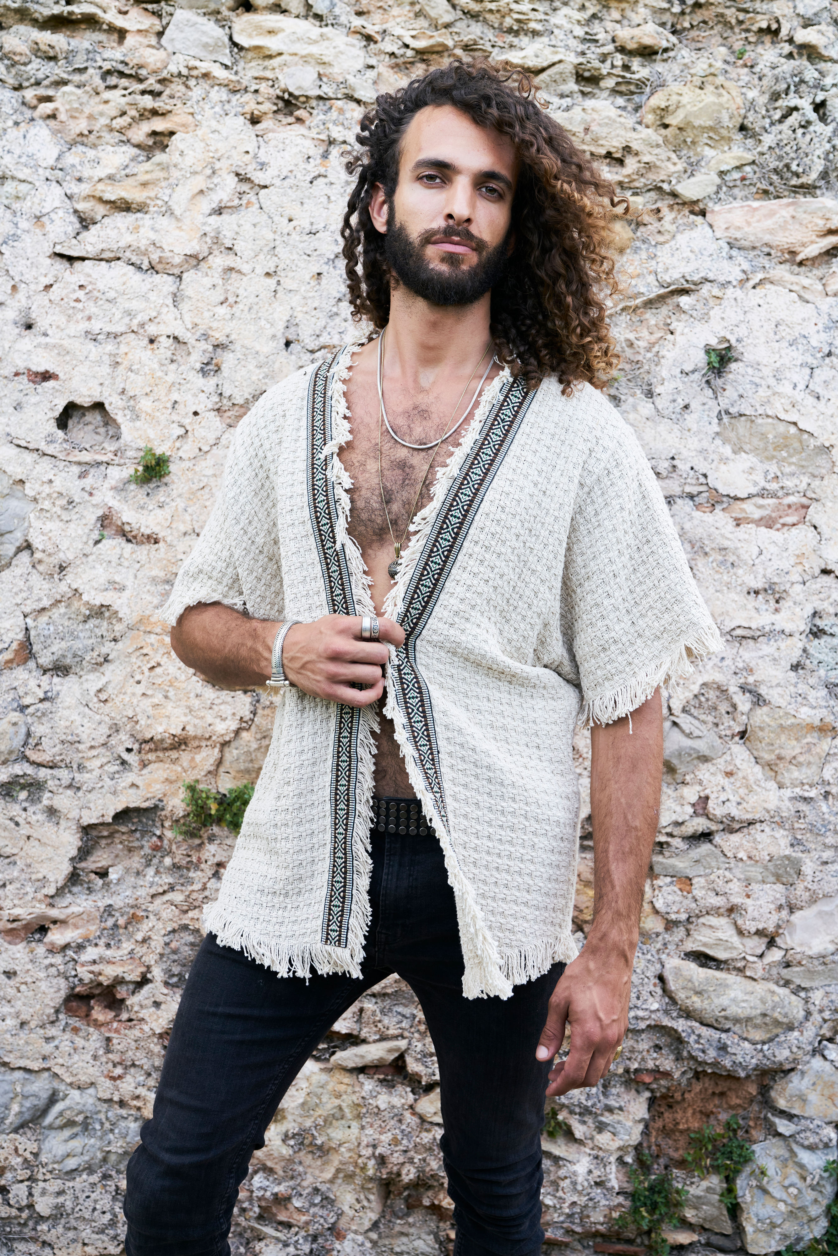 Black Totem Jacket, organic cotton jacket, GOTS certified, unisex jacket, Ibiza style