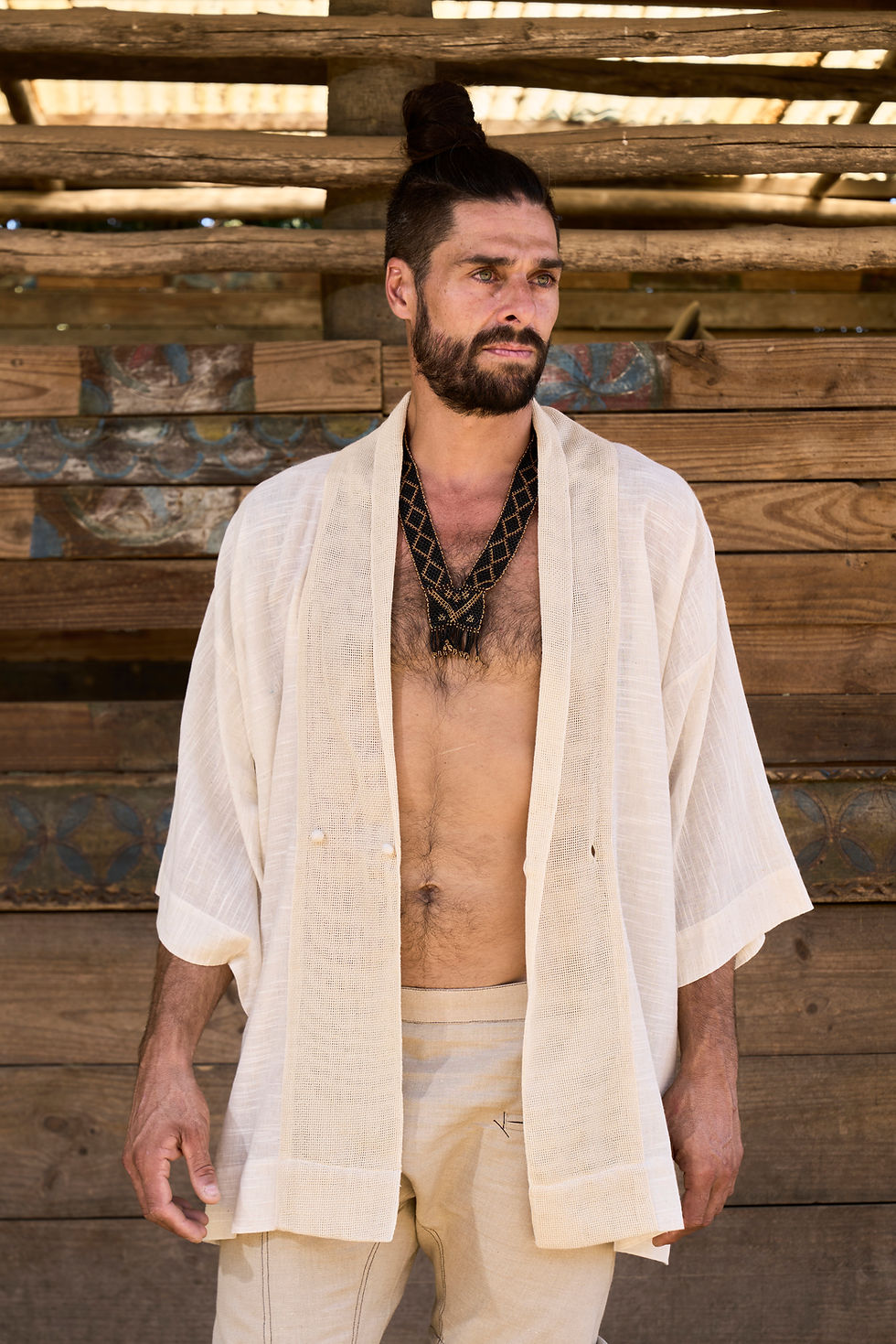 Thumbnail: Ecru Woven Light Kimono