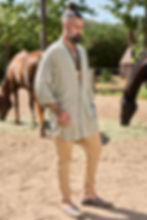 Olive Zeus Shirt, 100% double gauze cotton, roll-up sleeves, casual shirt