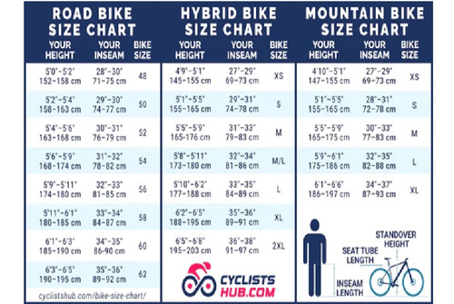 Chart 16 Inch Frame Womens Bike Chart Road Bike Wheel Size Inches