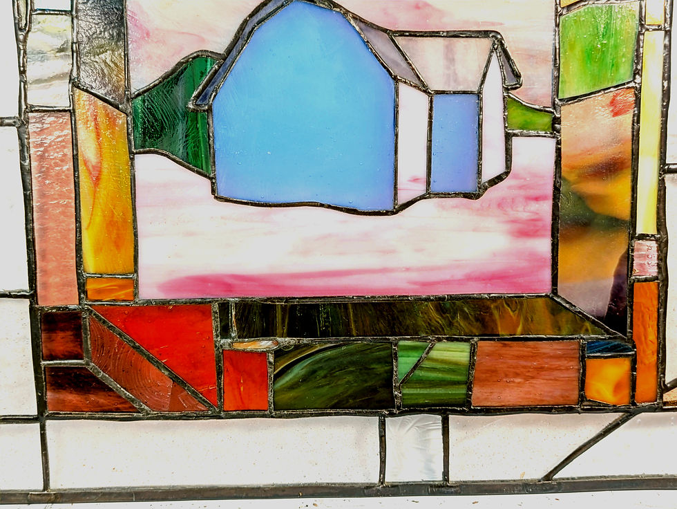Thumbnail: #2 Patchwork Farmhouse Stained Glass Window by Chronic Panes for The Majestic