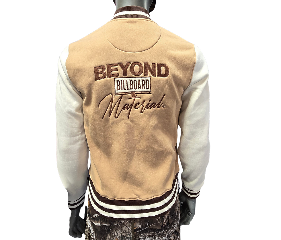 Thumbnail: Letterman Jacket: Tan Cream Brown Embroidered