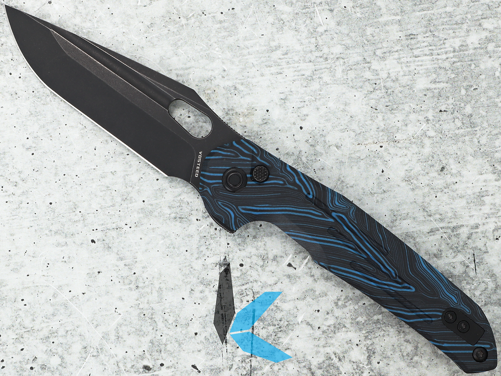 Vosteed A0306 Thunderbird, M390 Black Stonewash Blade, Blue G10 Handle