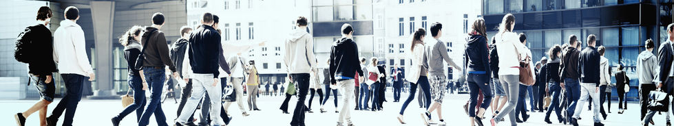 Busy street of people walking around