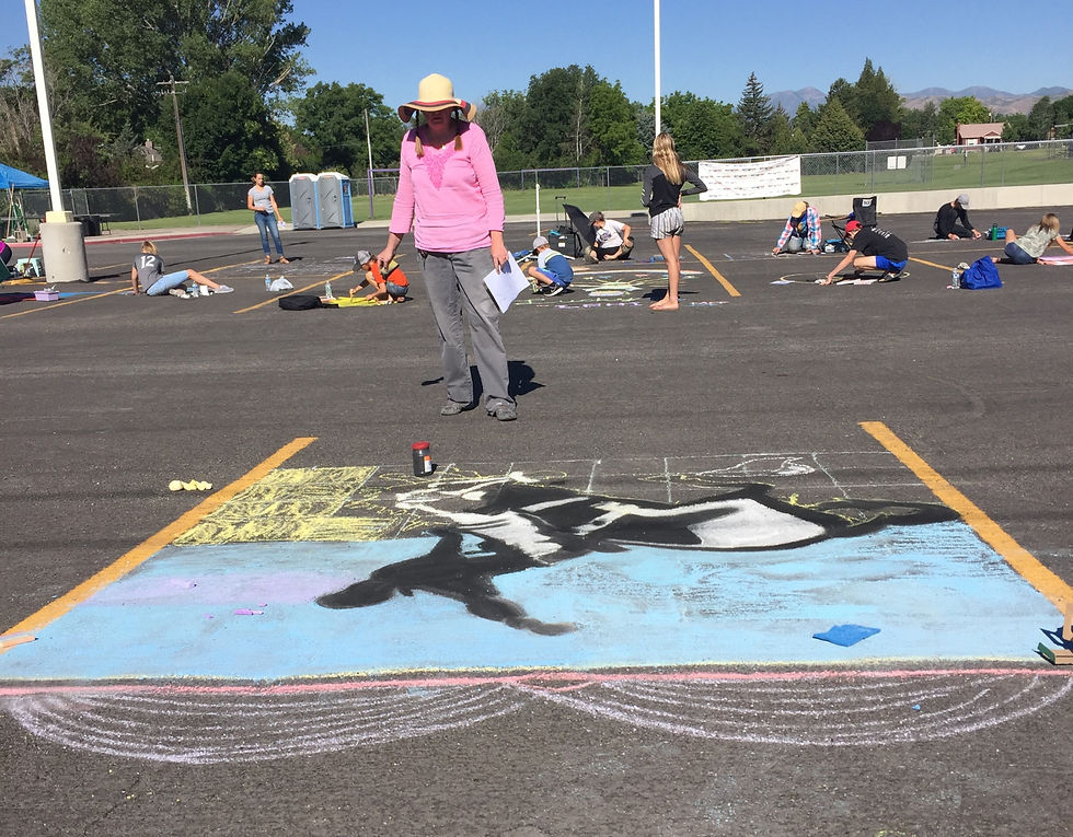 Artists participating in street art contest in Lehi, Utah
