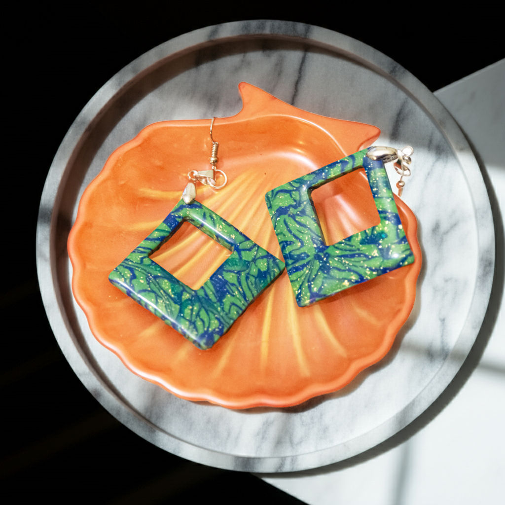 Large diamond shaped earrings