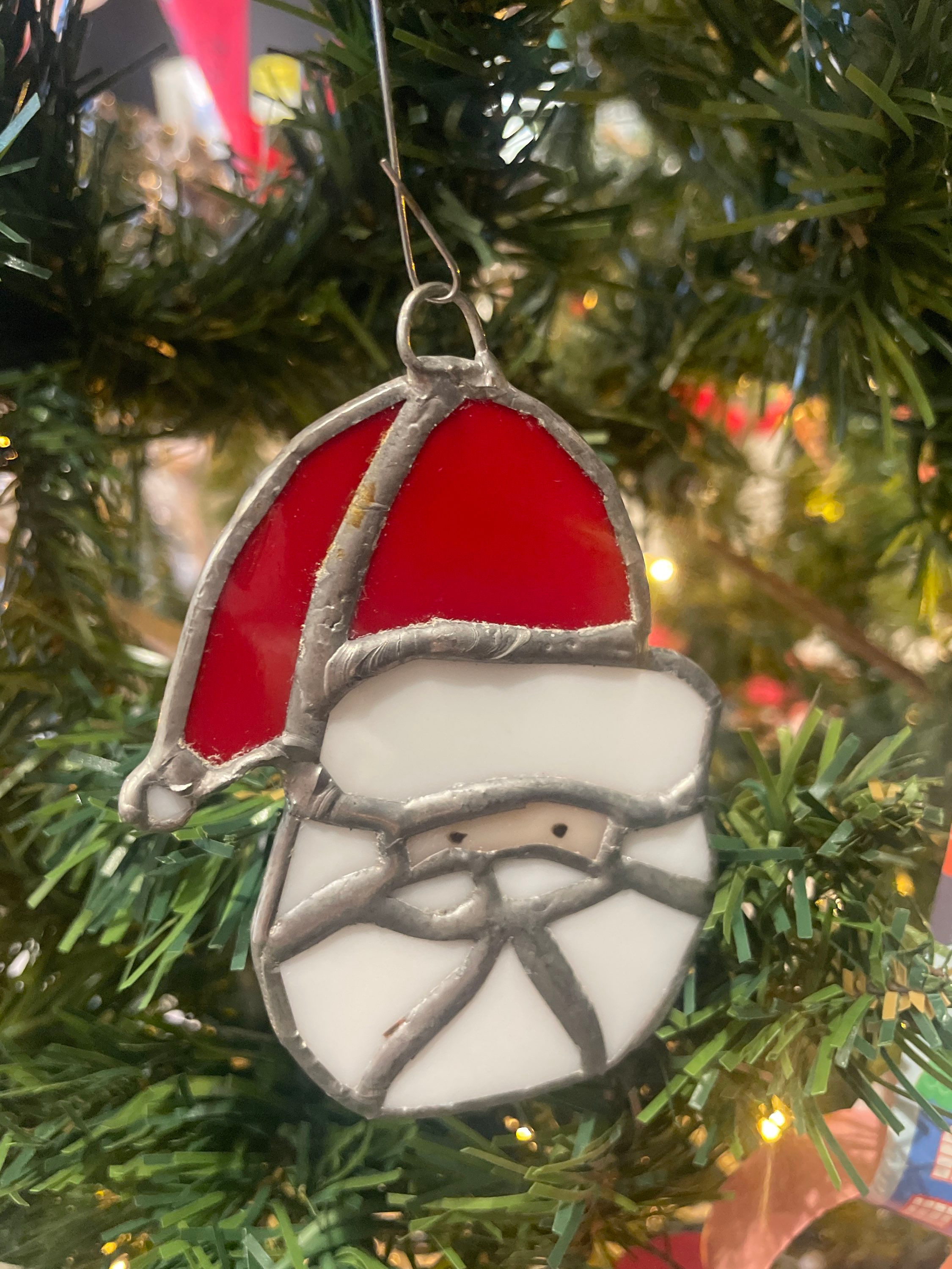 Stained Glass Ornament- Santa 