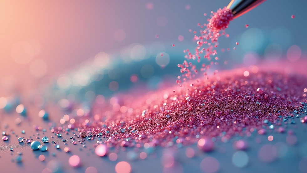 Close-up view of biodegradable glitter in various colors