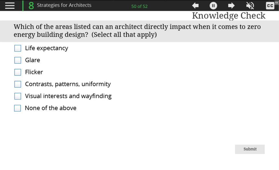Question with answers and user can click all that apply