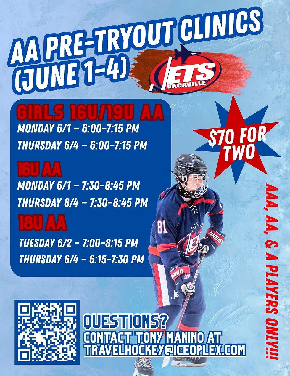 2026-27 Jets AA Pre-Tryout Clinics