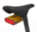 A bicycle saddle and beacon