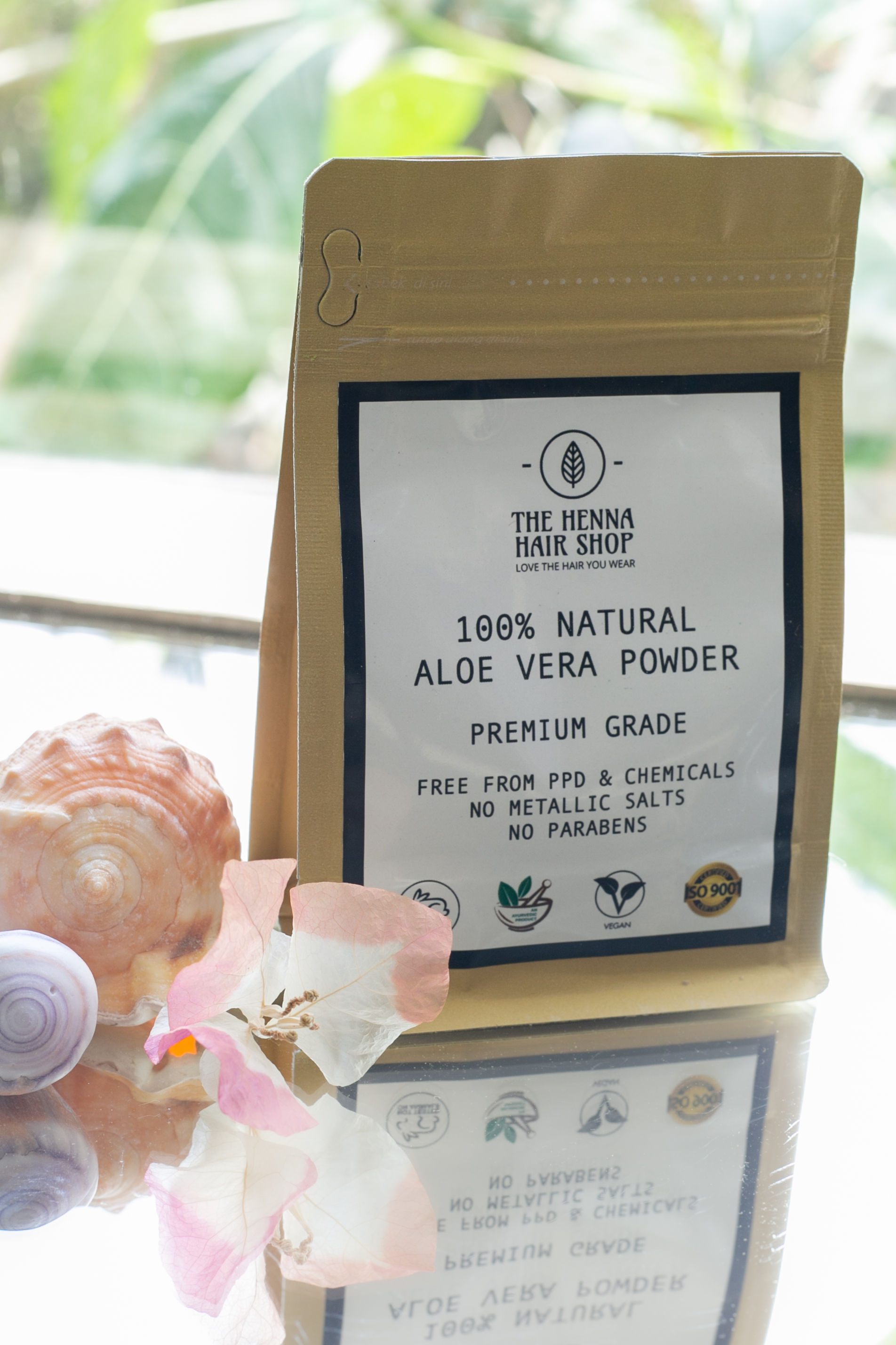 Front of Aloe Vera powder packet from The Henna Hair Shop