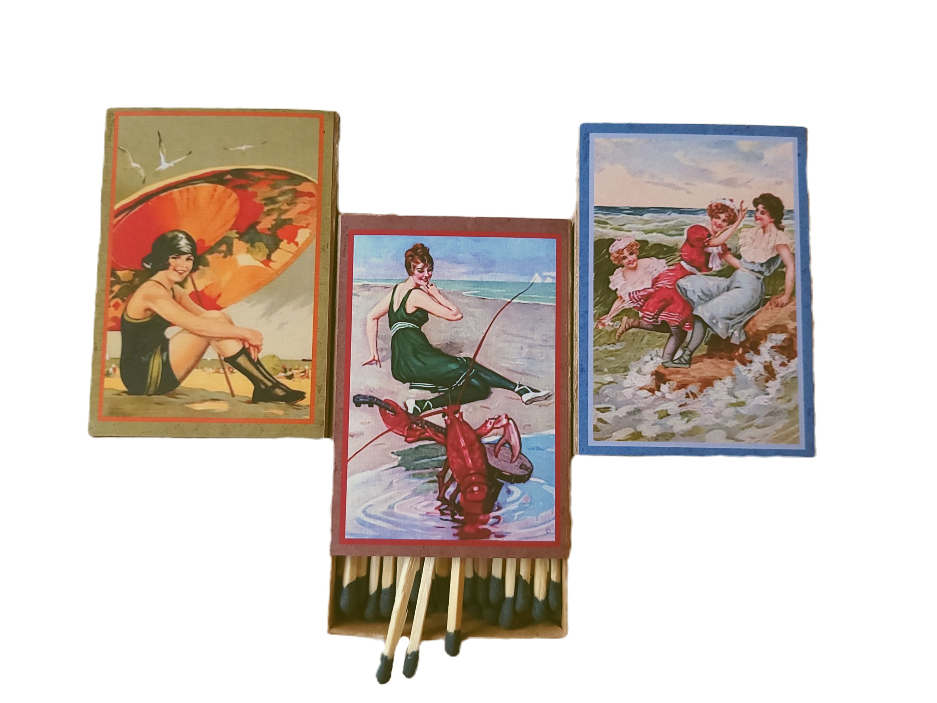 Vintage Beach Postcard Matchbox