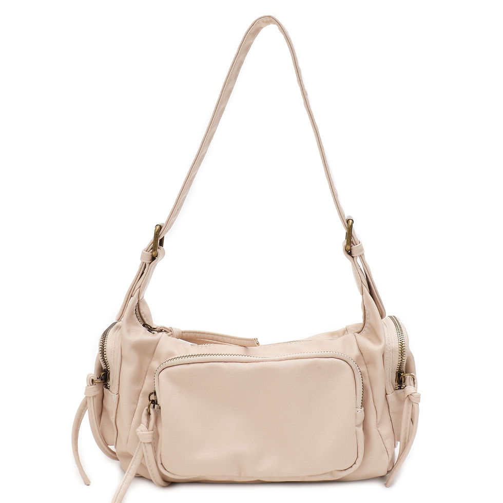 Thumbnail: Women Retro Cool Preppy Street Style Shoulder Bag Washed PU Vegan Leather Vintag