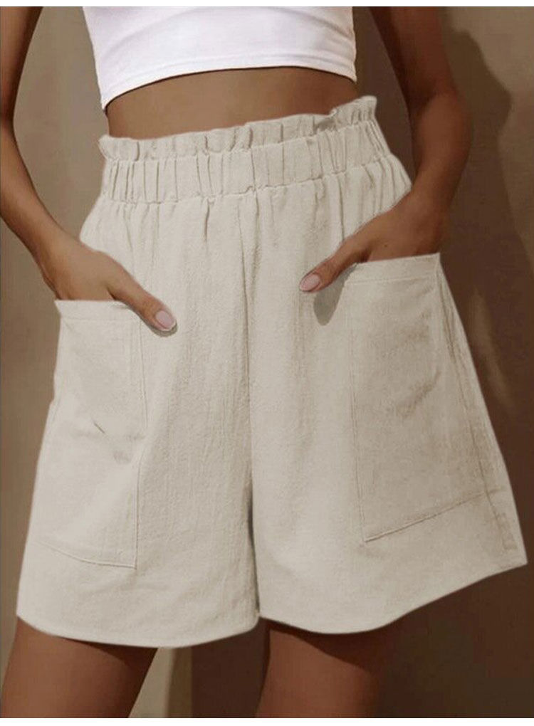 Thumbnail: Summer New Loose Large Size Casual Shorts Women's Solid High Waist Casual Pants 