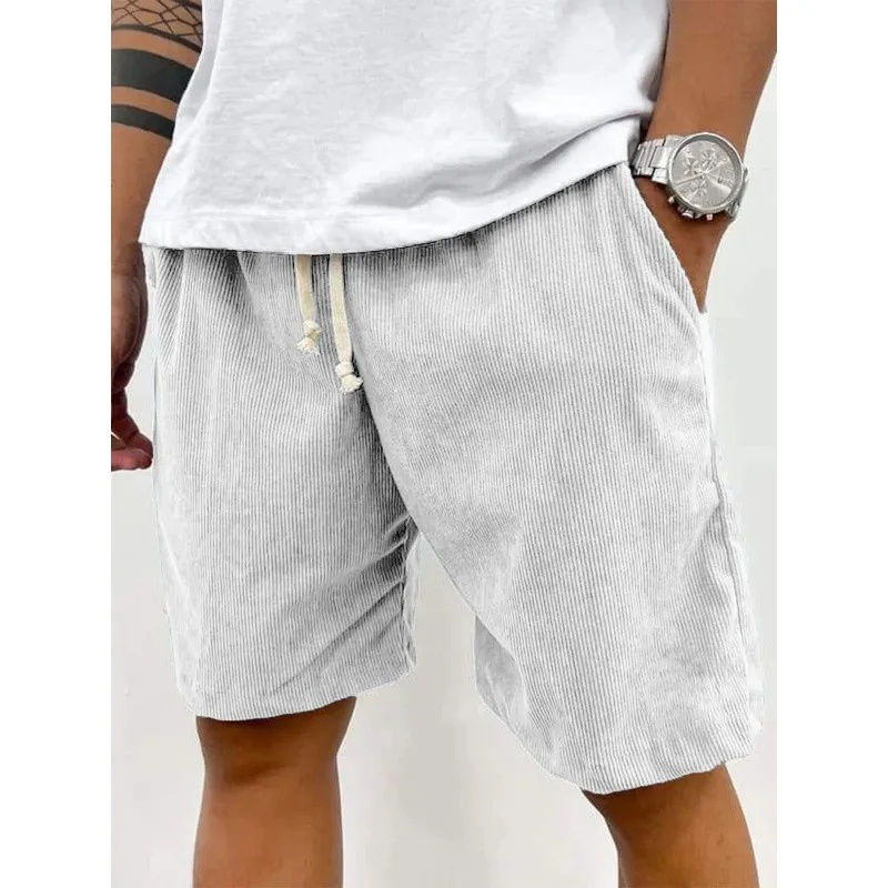 Thumbnail: New 2025 Men's Summer Casual Drawstring Corduroy Retro Shorts Comfortable Loose 