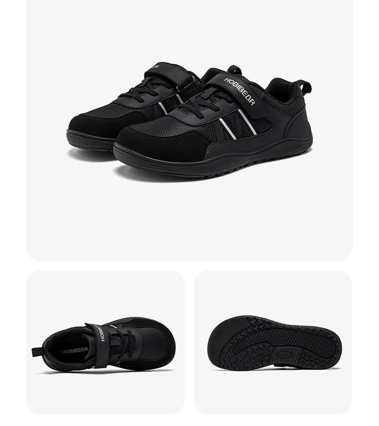 Thumbnail: HOBIBEAR Big Kid Wide Width Shoes Barefoot Hook-Loop Artificial Leather Sneakers