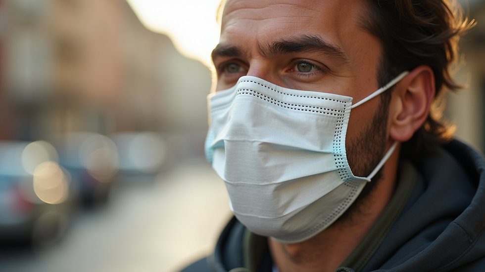 Close-up view of eco-friendly men's face masks made from organic cotton