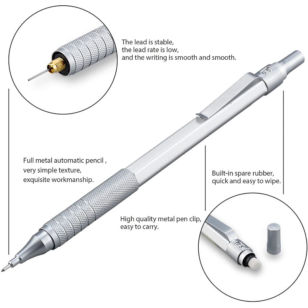 Thumbnail: All-Metal Low-Center Mechanical Pencil, 0.3/0.5/0.7/2.0mm Smooth Drafting Pencil