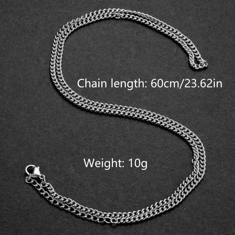 Thumbnail: 3mm Men's Cuban Chain Necklace Simple Stainless Steel Necklace Fashion Titanium 