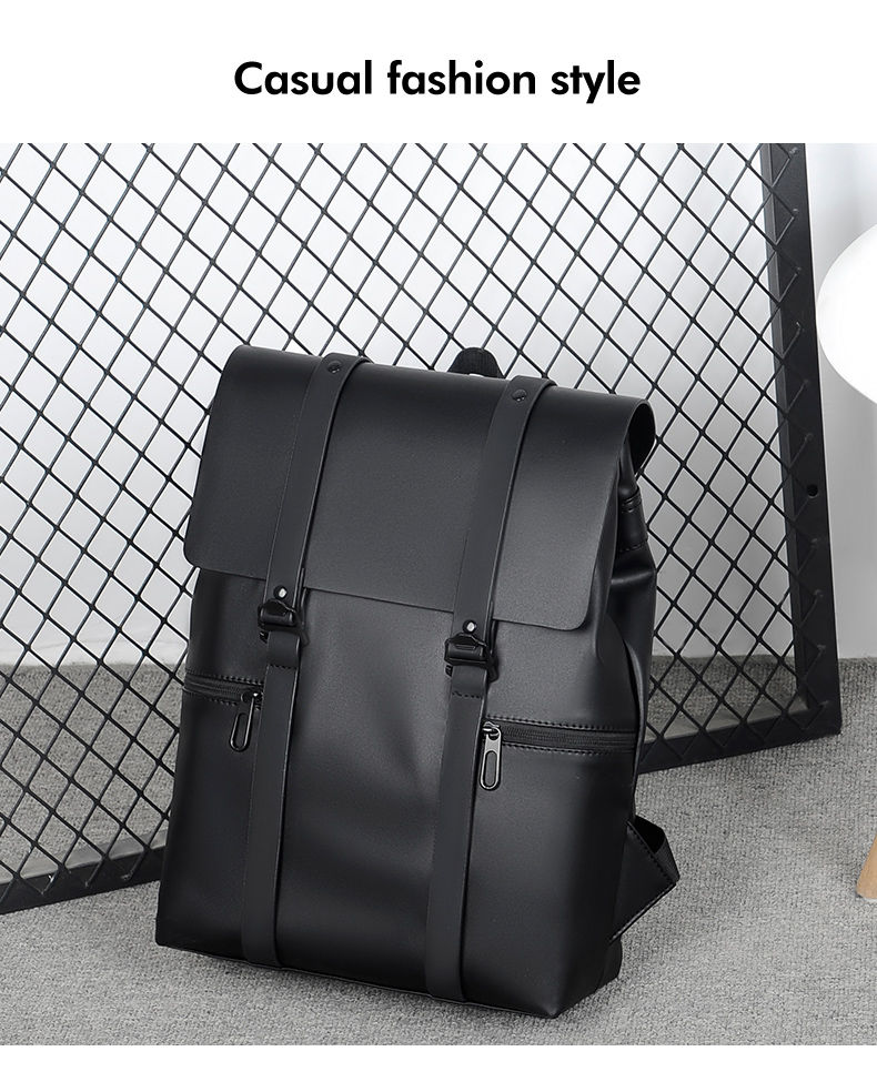 Thumbnail: Laptop Leather Backpacks for School Bags Men PU Travel Leisure Large Capacity Wa