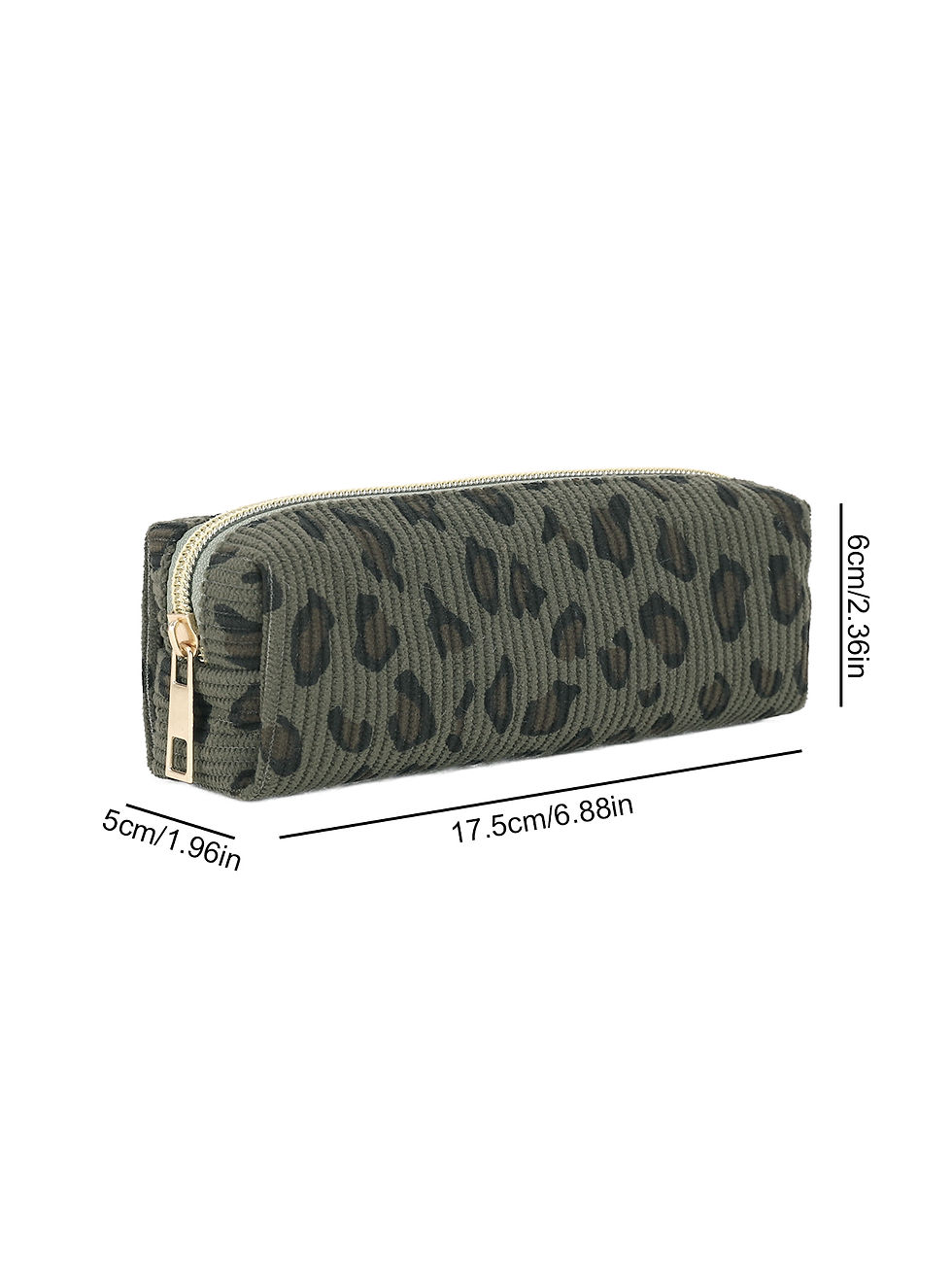 Thumbnail: 1pc Leopard Print Corduroy Pencil Case Nylon Zipper Stationery Organizer Makeup 