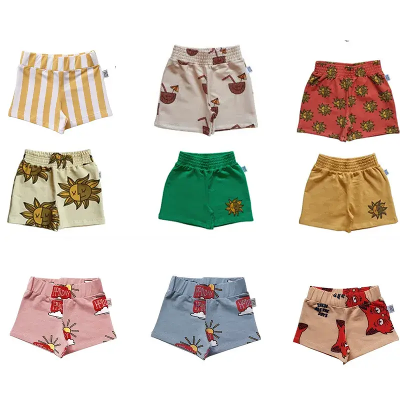 Nine pairs of children's summer shorts with various designs