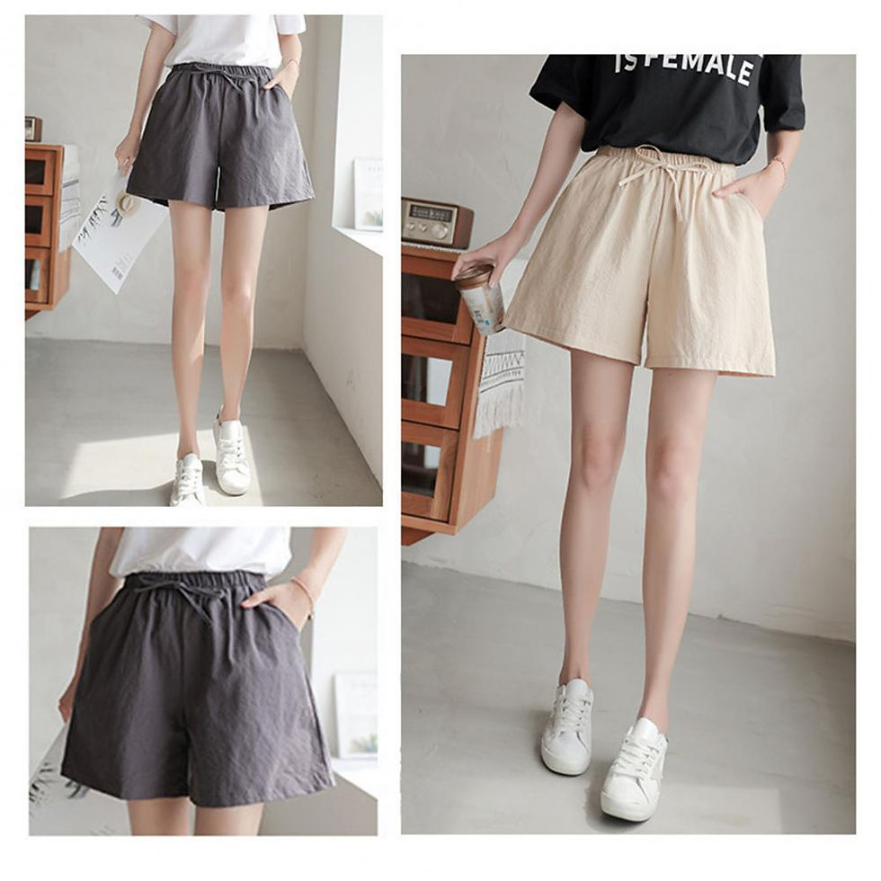 Thumbnail: Summer Women Shorts Elastic High Waist Loose Drawstring Sport Jogging Homewear S