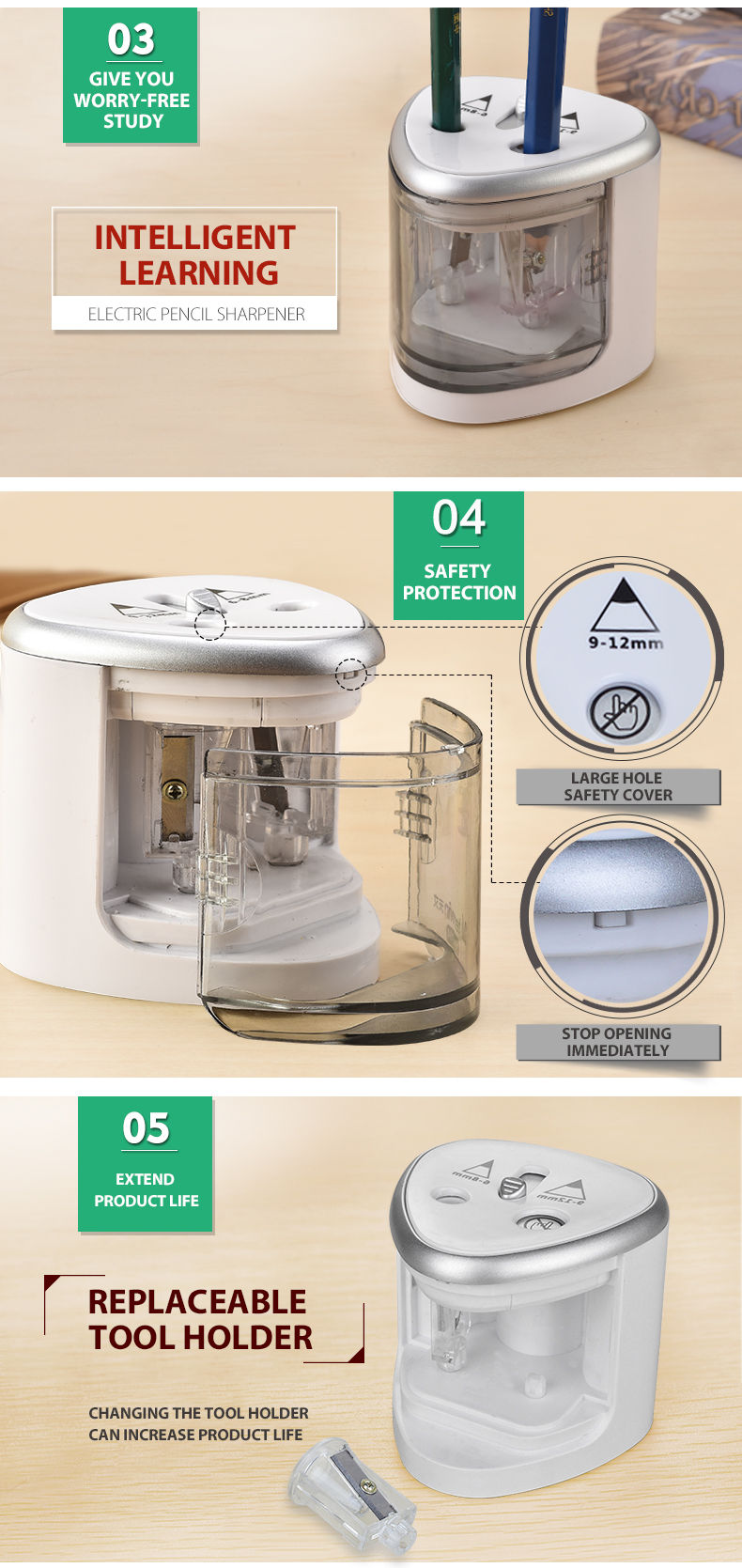 Thumbnail: Manual Electric Auto Plastic Pencil Sharpener Candy Color Standard Pencil Cuttin
