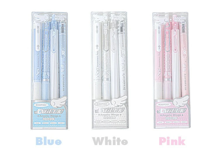 Thumbnail: 4pcs/set Pearl Angel Gel Pen Set Cute Exam Pens with Wing Design Kawaii Cartoon 