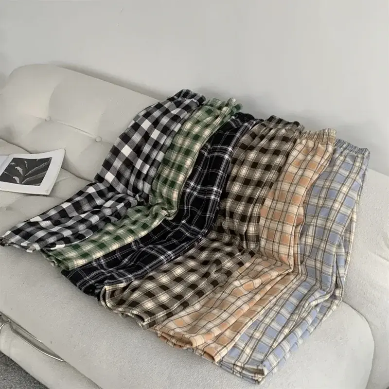 Thumbnail: Fashion Warm Plush Pants Cashmere Thick Plaid Ladies Winter Casual Loose Wide-le