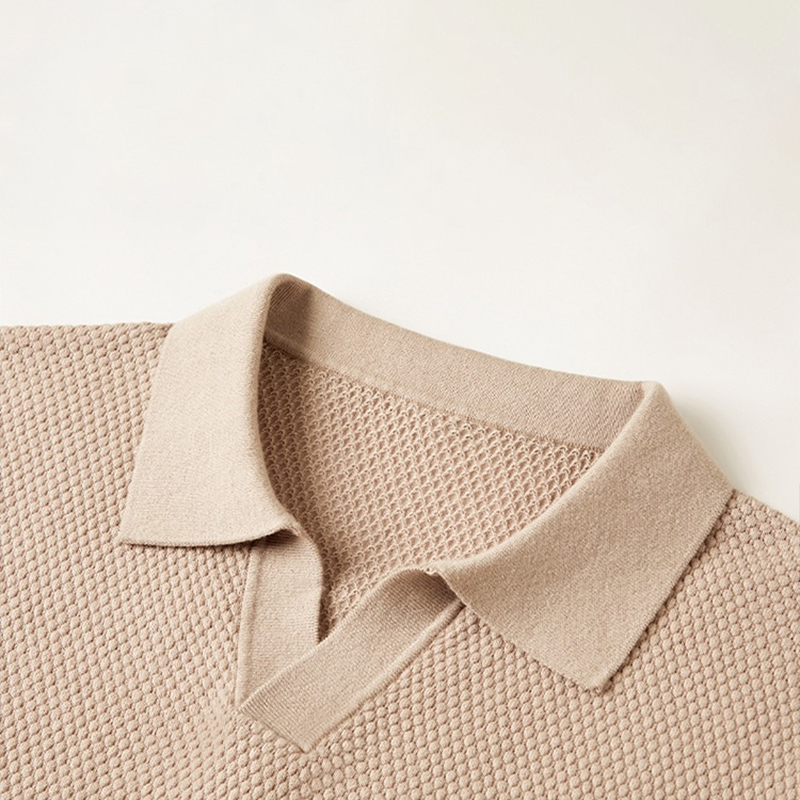 Thumbnail: Men's Knitted Business Polo Shirt Summer Ice Silk Breathable Elastic Slim Fit So