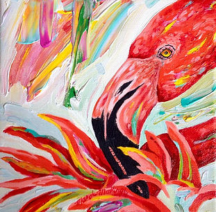 Festive Flamingo #1.8x8.acrylics on canv