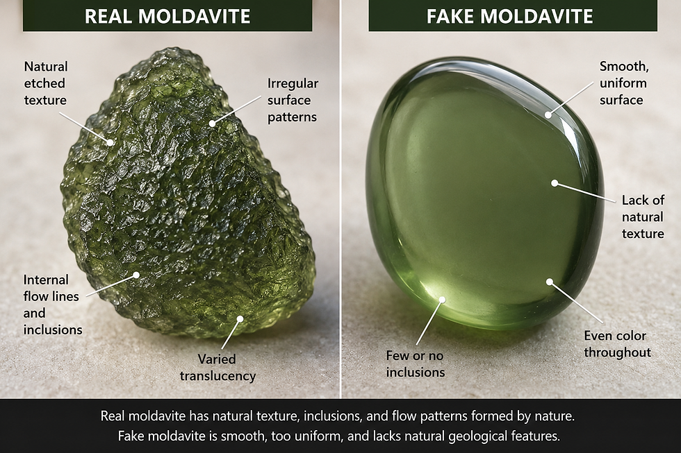 Fake Moldavite vs Real