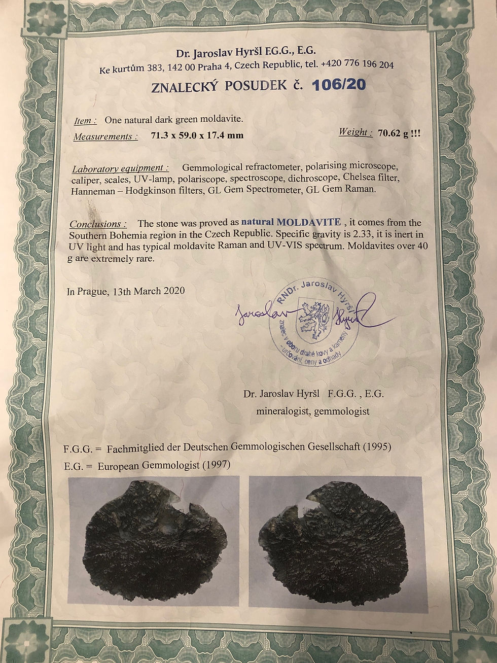 Miniatura: Besednice-Nesmen Moldavite collector crystal