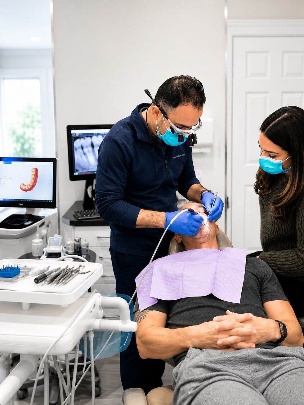 Dentist performing a modern root canal treatment with advanced technology to ensure a comfortable patient experience