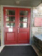 Church entrance off the parking lot.