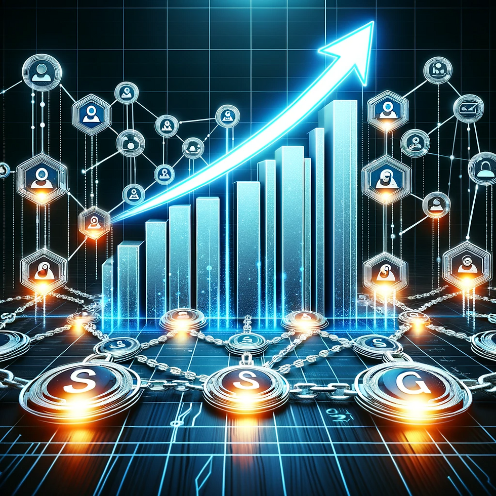 SEO growth graph illustrating the impact of backlinks, featuring rising trend lines and interconnected article submission site icons, highlighting digital marketing strategies