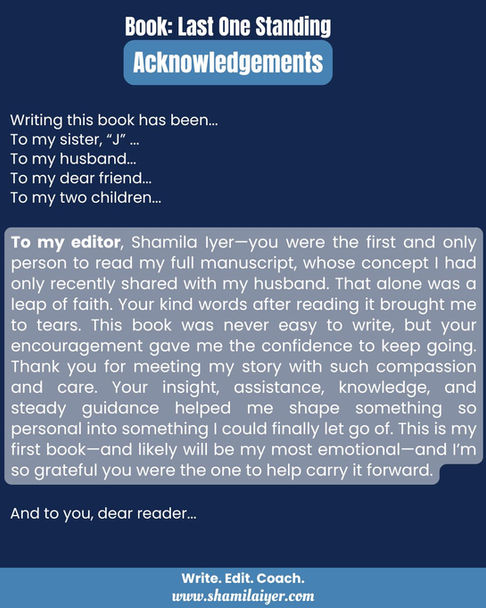 Quote from the acknowledgement section of one of my author's books.