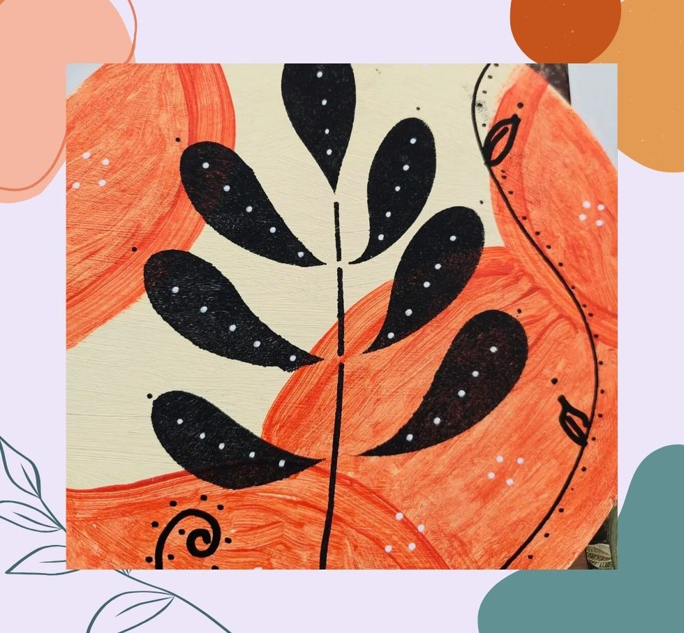 Quadro com pintura orgânica confeccionado por idosos